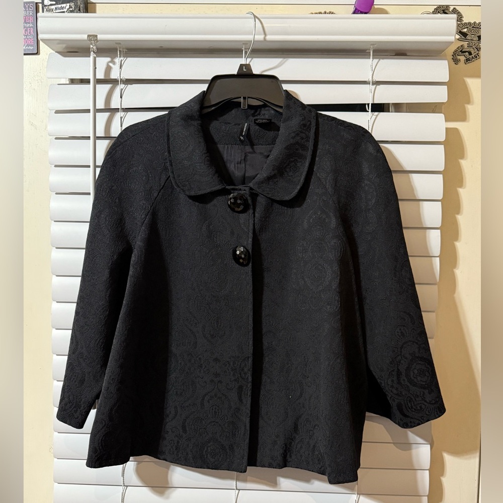 New Directions Black Textured Cape Jacket
